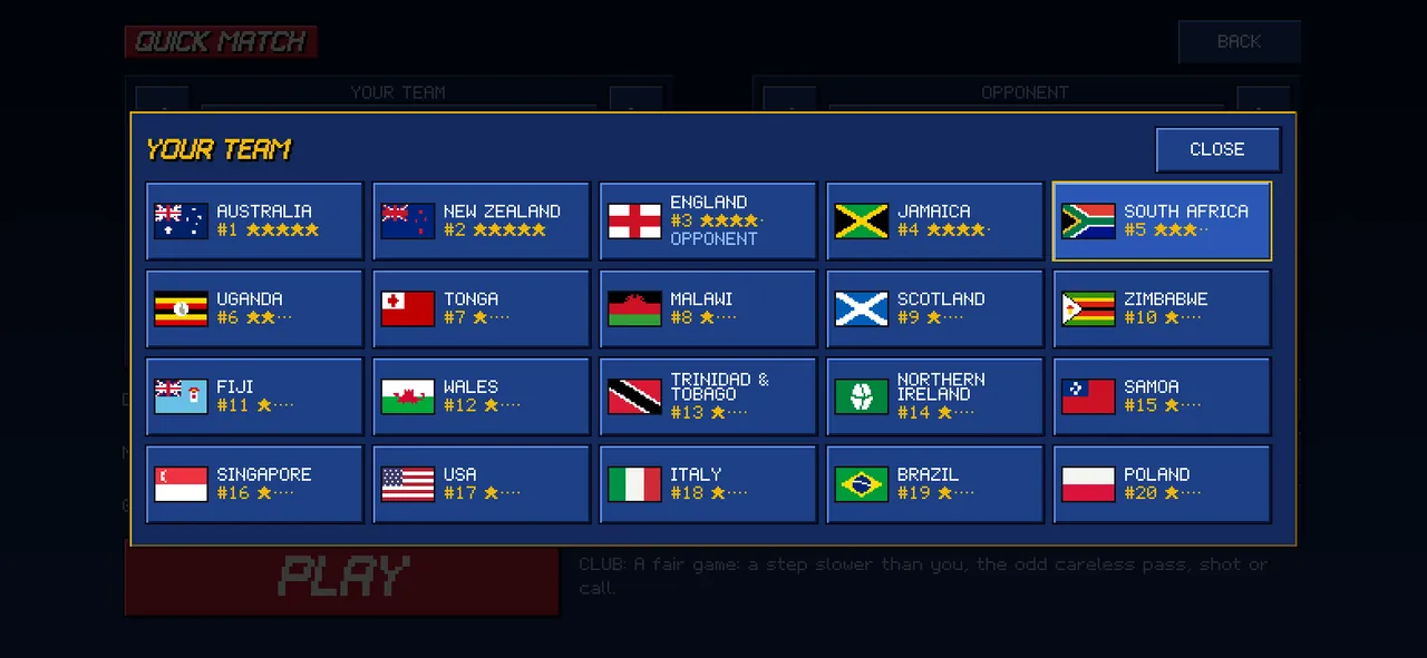 The flag grid of 20 nations, sorted by world ranking.